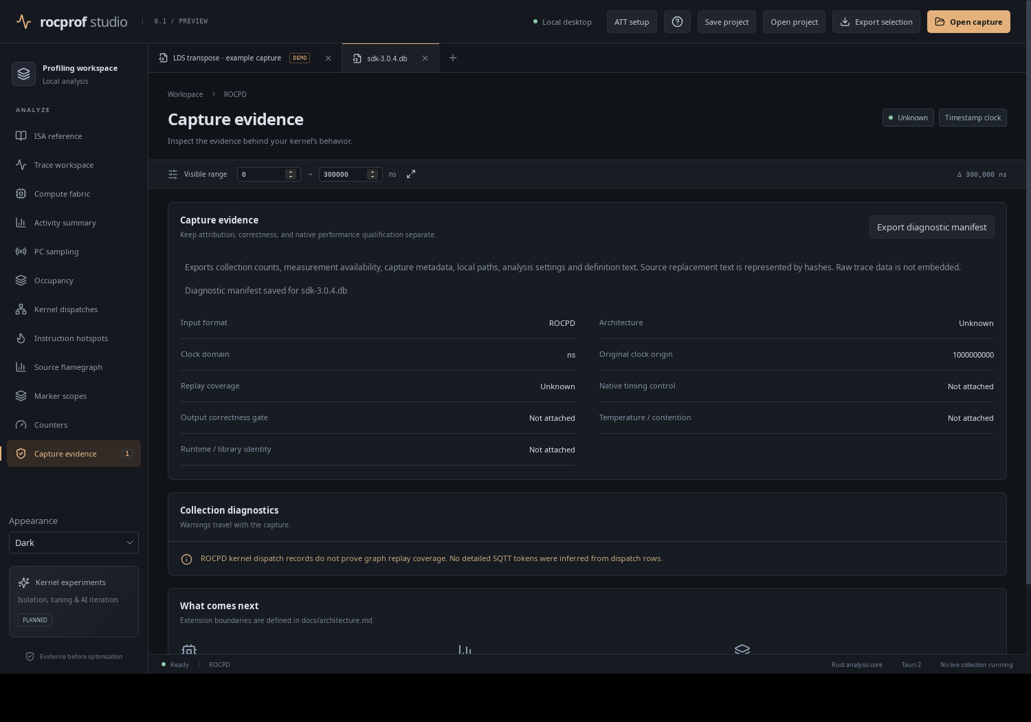 Exporting a diagnostic manifest (desktop application)
