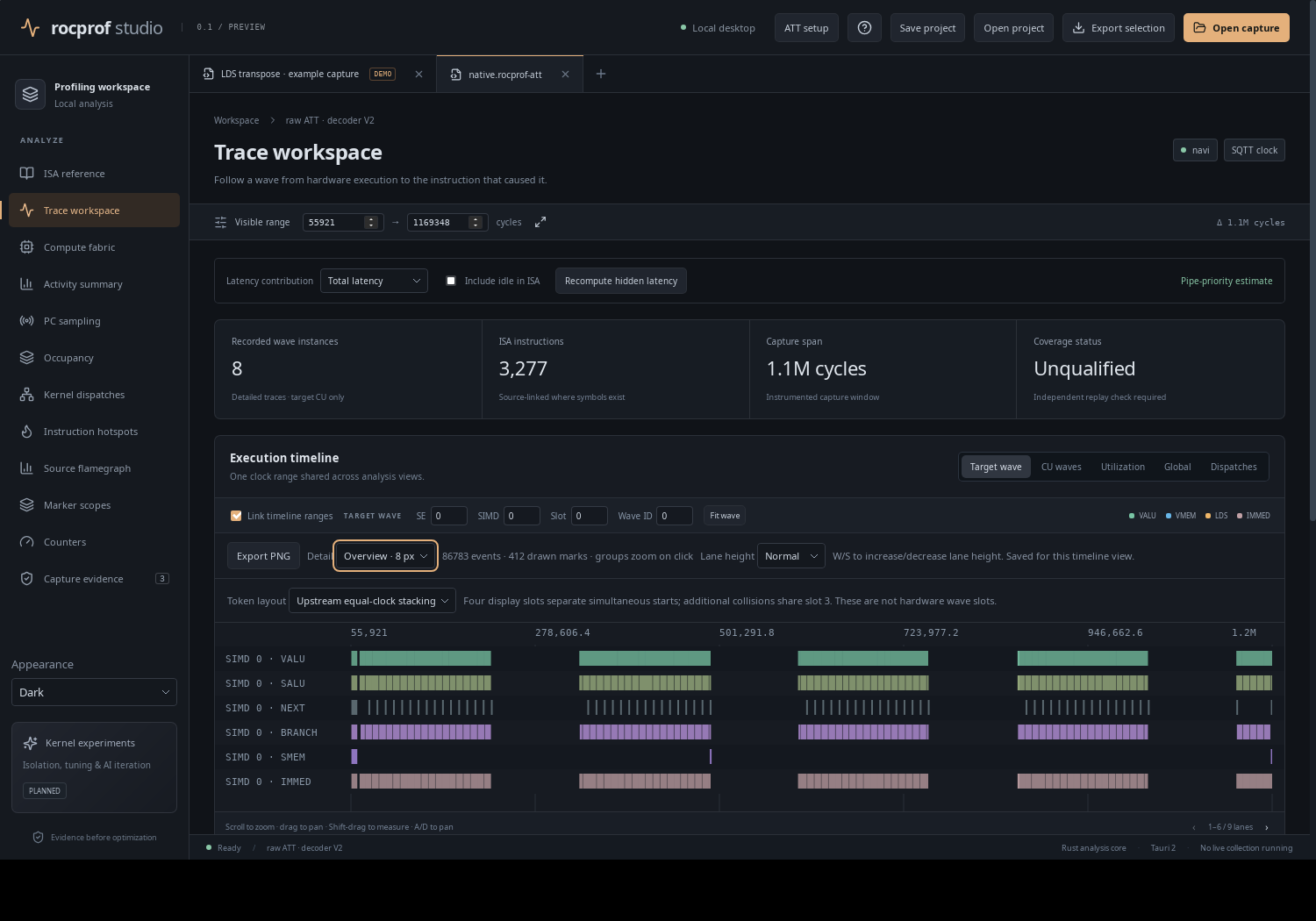 Timeline detail aggregation menu (desktop app)